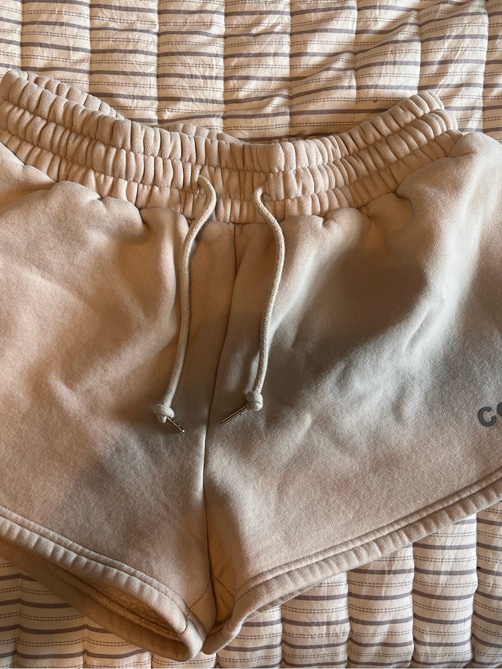 COMFRT Athletic Drawstring Shorts in Tan